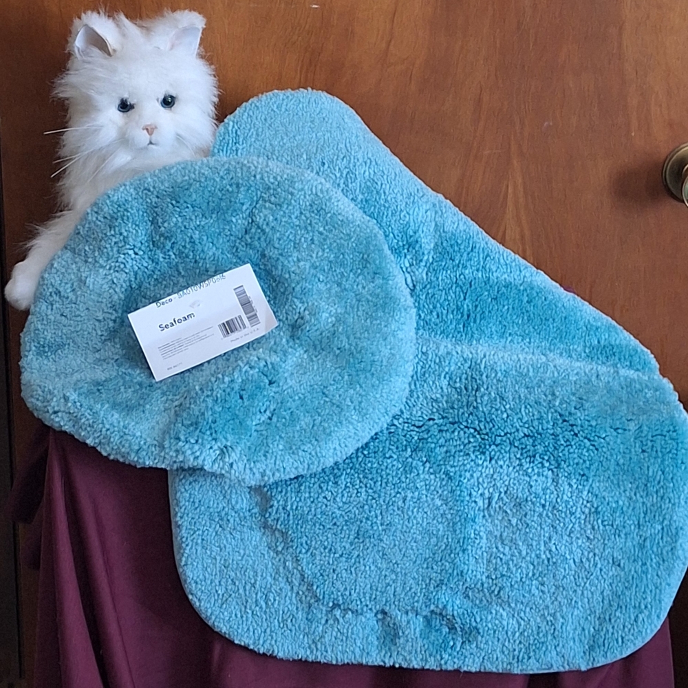 Blue Plush Bath Mat Set